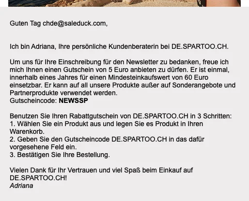 Nachweis des Gutscheins - Spartoo - Spartoo Willkommensangebot: [[5 Euro Rabatt]] auf deine erste Bestellung