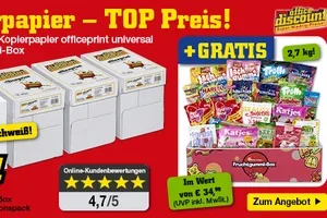 GRATIS XXL-Fruchtgummi-Box beim Kauf von Kopierpapier!