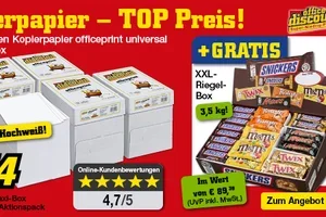 GRATIS 3,5 kg XXL-Riegel-Box beim Kauf von Kopierpapier!