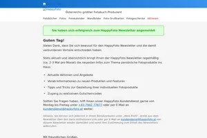 Sie haben sich erfolgreich zum HappyFoto Newsletter angemeldet