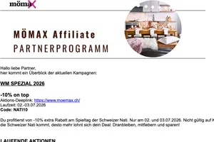mömax CH: WM Spezial -10% on top!