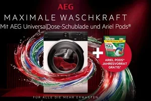 AEG UniversalDose: Jetzt Ariel Jahresvorrat gratis sichern
