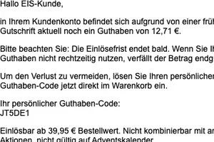 Ihr Guthaben von 12,71 € läuft bald ab
