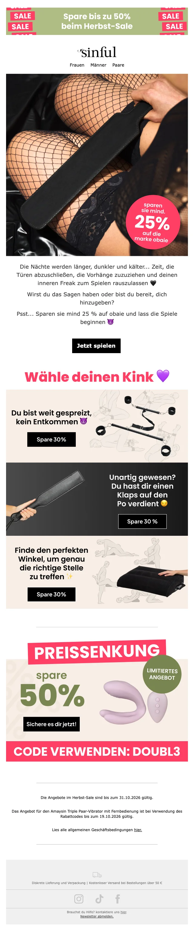 Nachweis des Gutscheins - Sinful - Gutschein: 30 % Rabatt auf ausgewählte Artikel im Shop