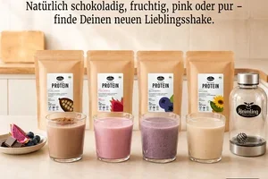 Neu: 4 Proteinshakes. 100 % pflanzlich. Natürlich lecker.