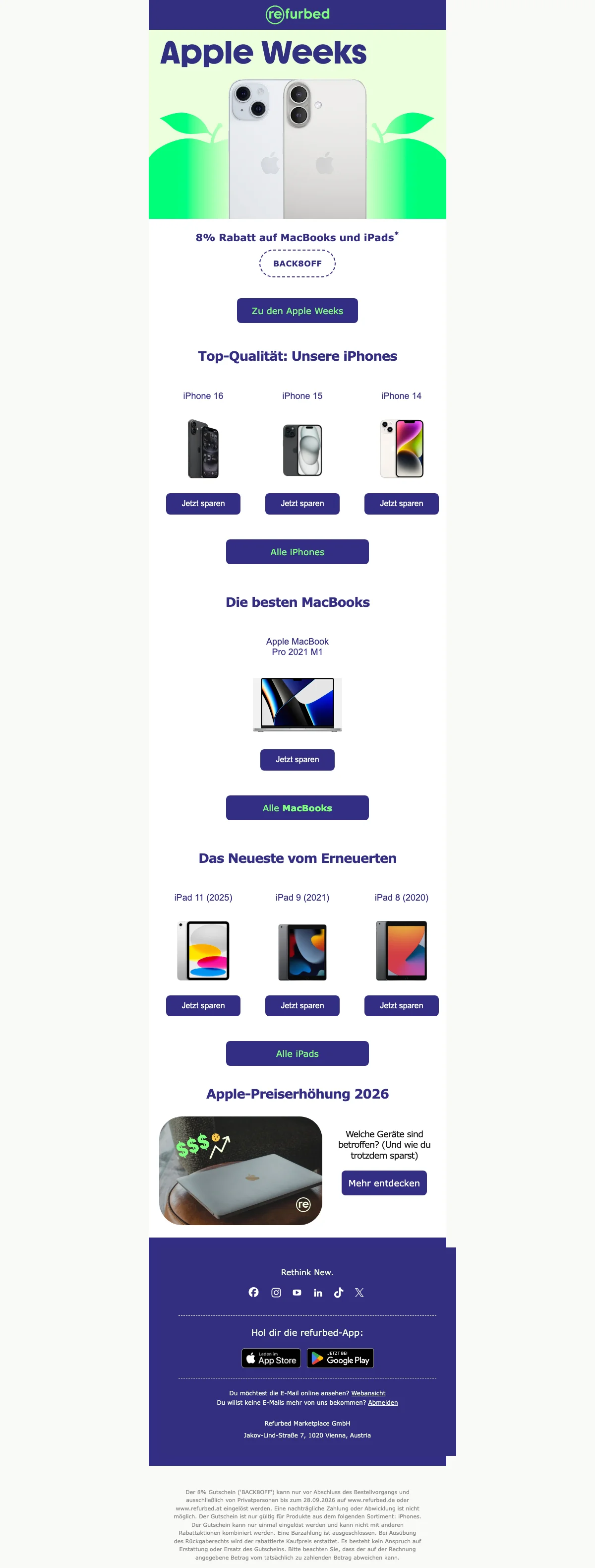 Nachweis des Gutscheins - Refurbed - Gutschein: [[8% Rabatt]] auf iPhones, nur für Privatpersonen
