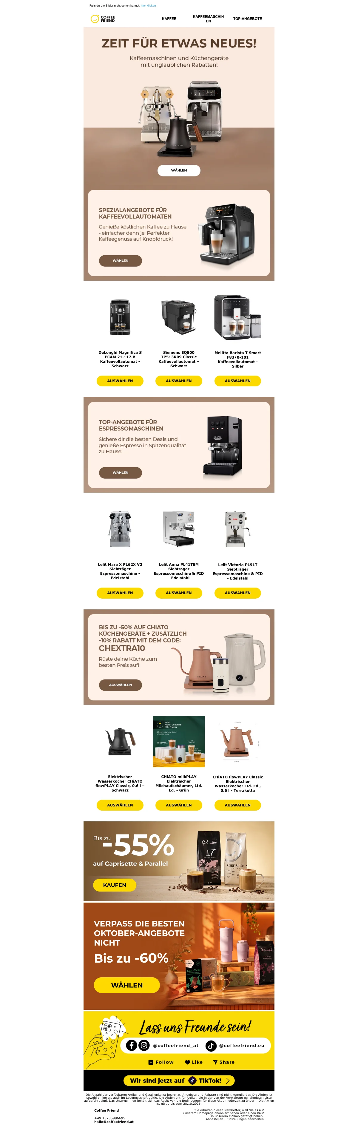 Nachweis des Gutscheins - Coffee Friend - Angebot: [[10 % extra]] auf küchengeräte plus bis zu 50 % rabatt