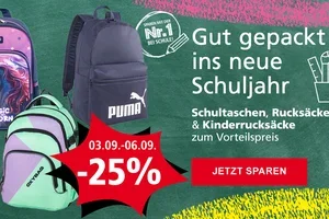 🎒–25 % auf Schultaschen & Rucksäcke + Stifte in Aktion! ✏️