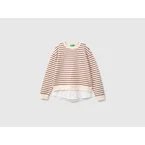 Gestreiftes Sweatshirt mit Hemdeinsatz