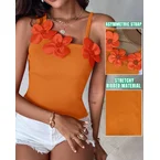 1PC Floral Pattern Beaded Decor Knit Tank Top Sleeveless Shirt