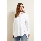 Hemdbluse aus elastischer Baumwollware in weiß