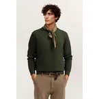 Pullover Rundhals Basic Essential aus reiner Baumwolle in oliv