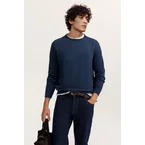 Pullover Rundhals Basic Essential aus reiner Baumwolle in marine