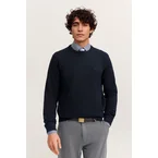 Pullover Rundhals Basic Essential aus reiner Baumwolle in marine