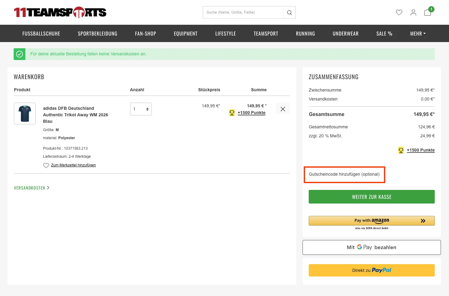 So verwendest du die Gutscheincodes - 11Teamsports
