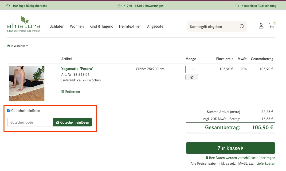 So verwendest du die Gutscheincodes - Allnatura