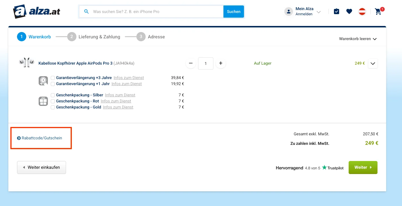 So verwendest du die Gutscheincodes - Alza