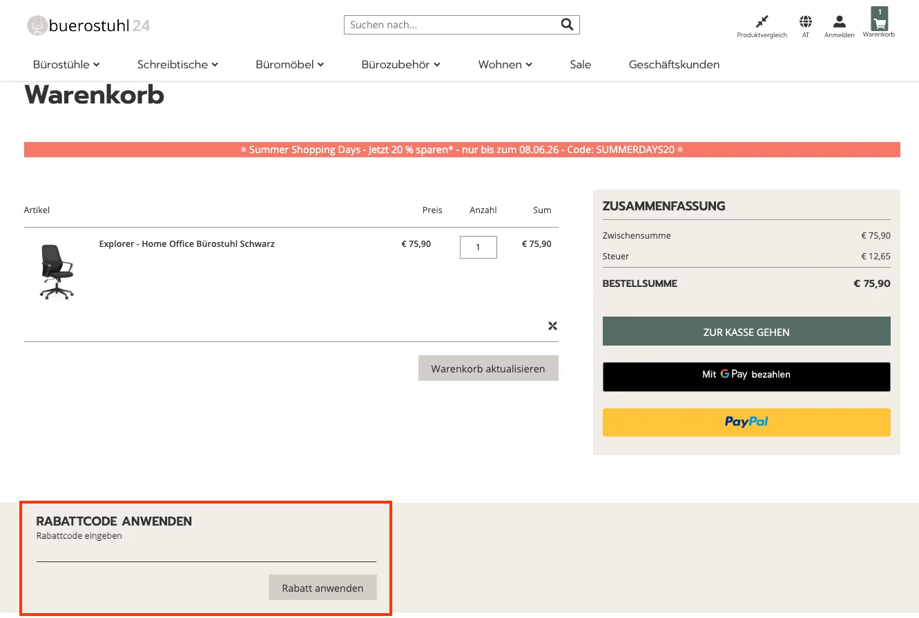So verwendest du die Gutscheincodes - buerostuhl24