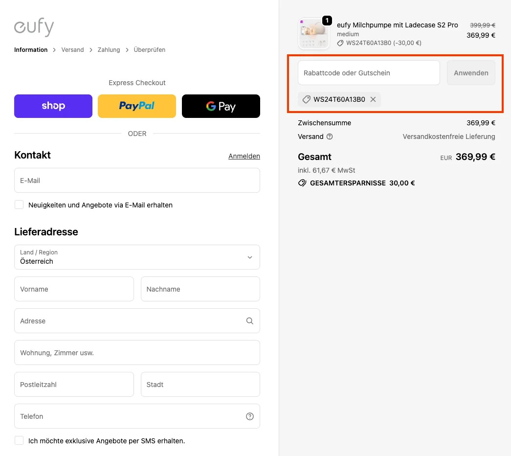 So verwendest du die Gutscheincodes - Eufy