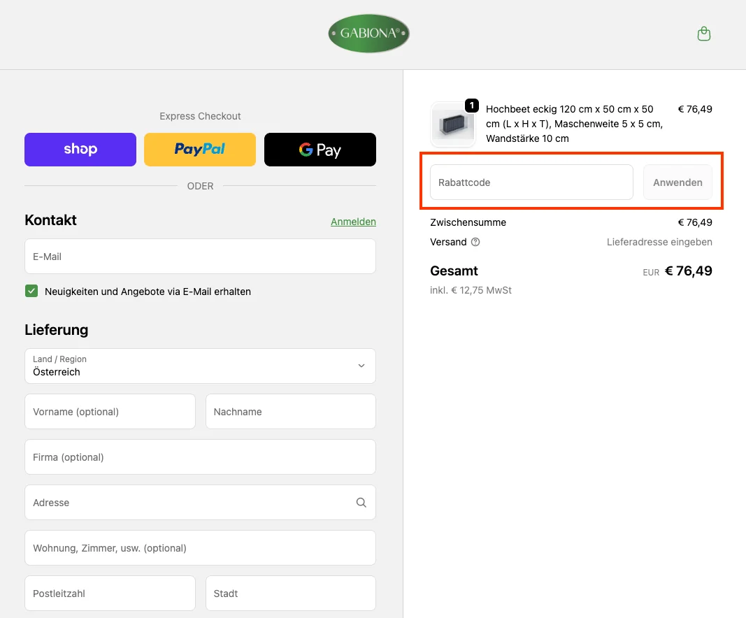 So verwendest du die Gutscheincodes - Gabiona