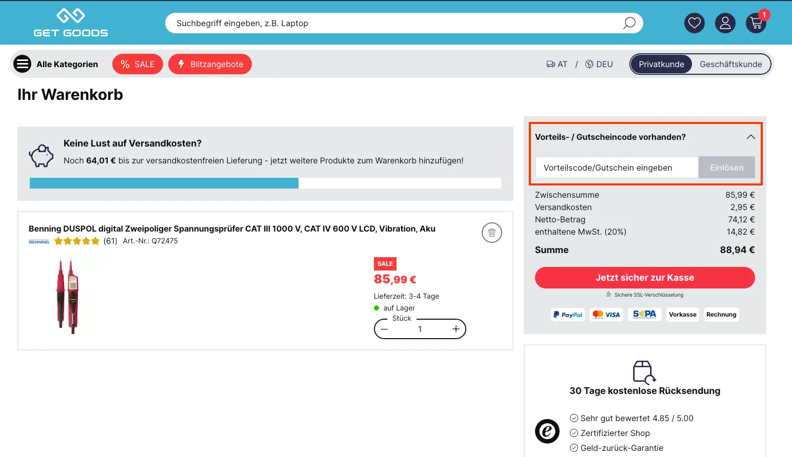 So verwendest du die Gutscheincodes - Getgoods