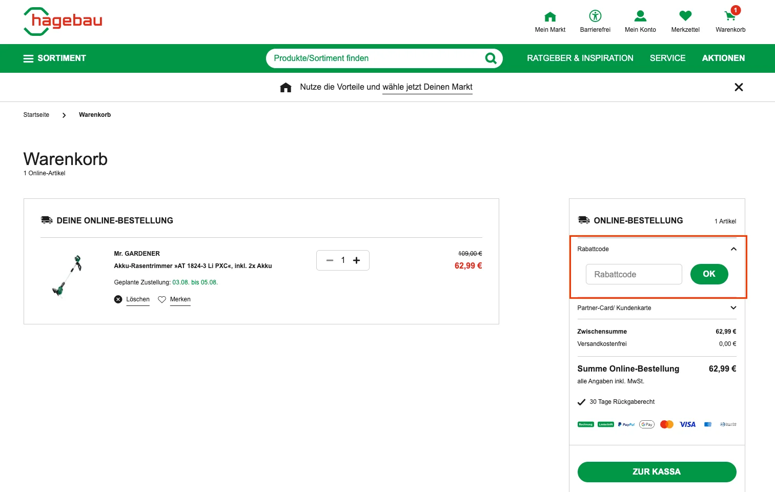 So verwendest du die Gutscheincodes - Hagebau