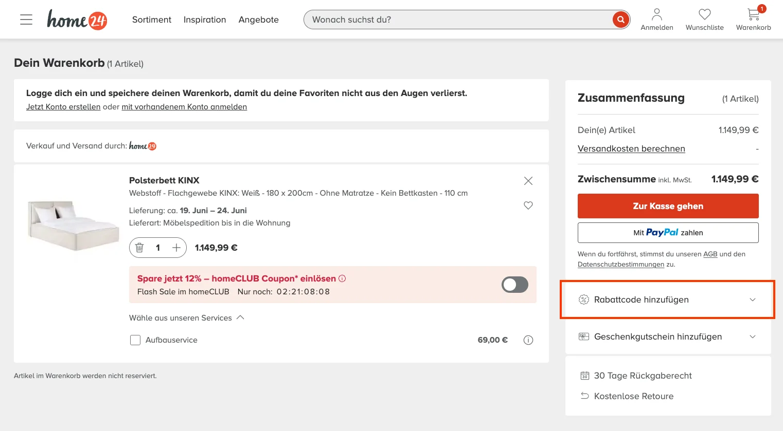 So verwendest du die Gutscheincodes - Home24