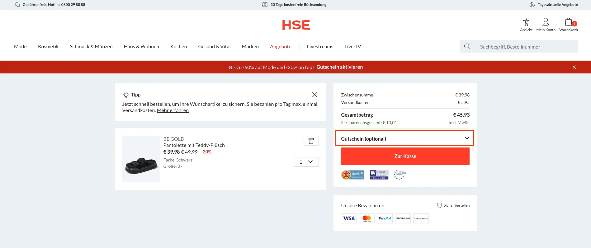 So verwendest du die Gutscheincodes - HSE