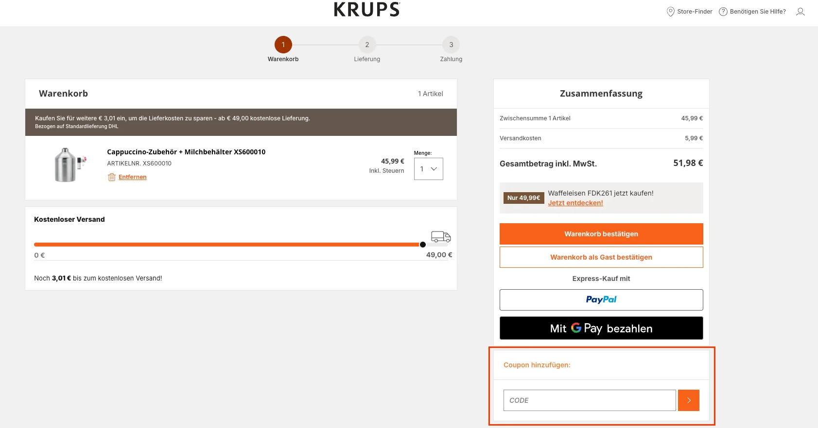 So verwendest du die Gutscheincodes - Krups