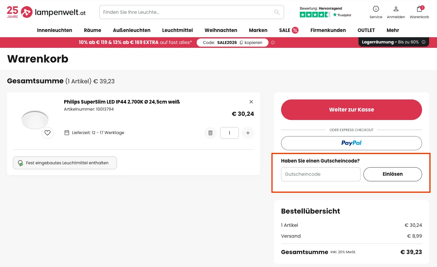 So verwendest du die Gutscheincodes - Lampenwelt
