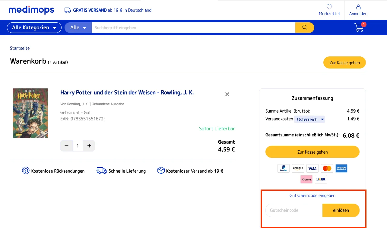 So verwendest du die Gutscheincodes - Medimops
