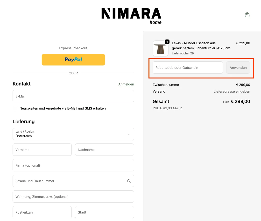 So verwendest du die Gutscheincodes - Nimarahome