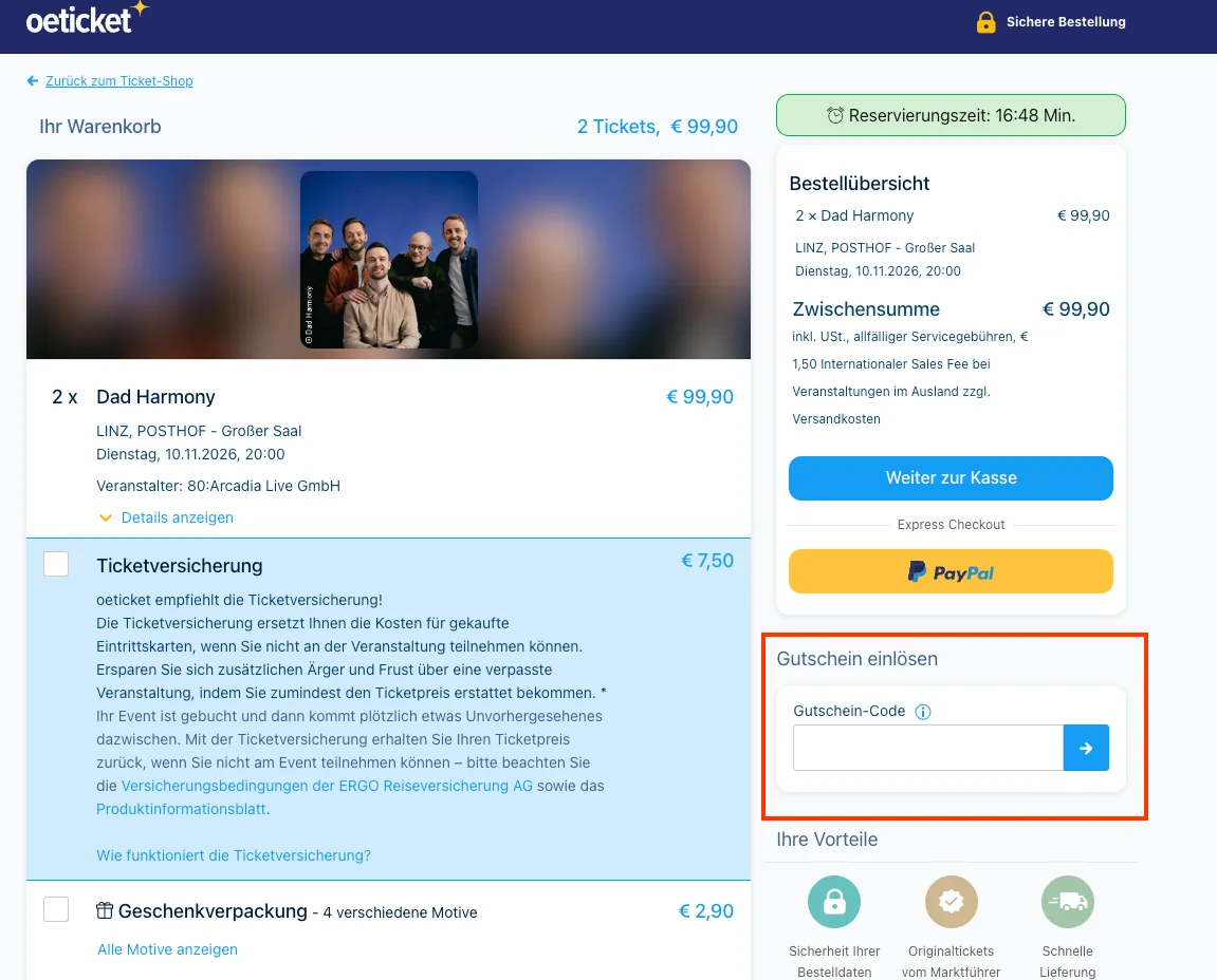 So verwendest du die Gutscheincodes - oeticket