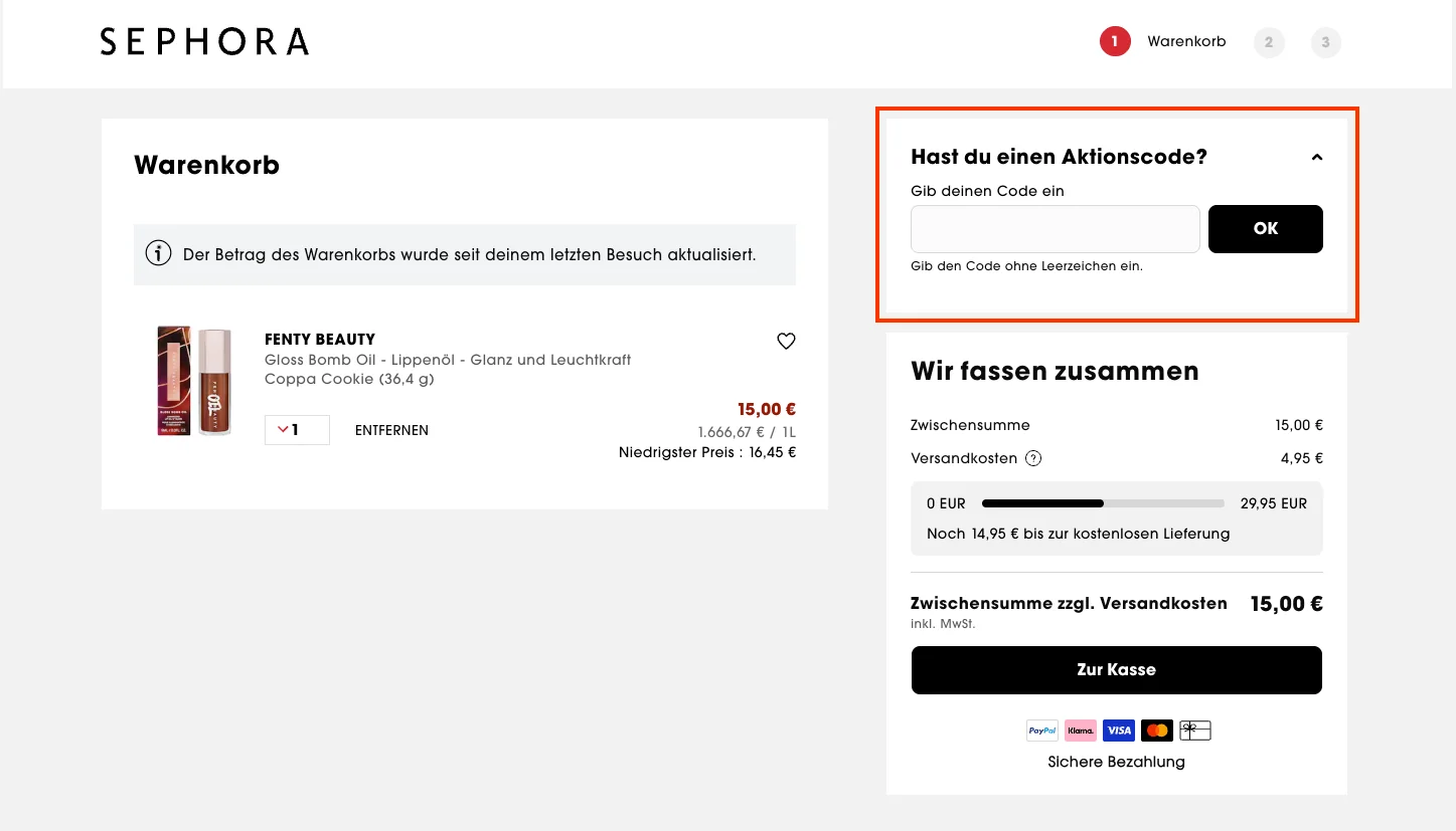 So verwendest du die Gutscheincodes - Sephora