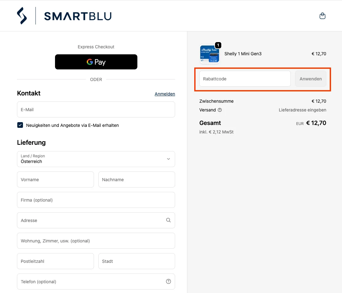 So verwendest du die Gutscheincodes - Smartblu