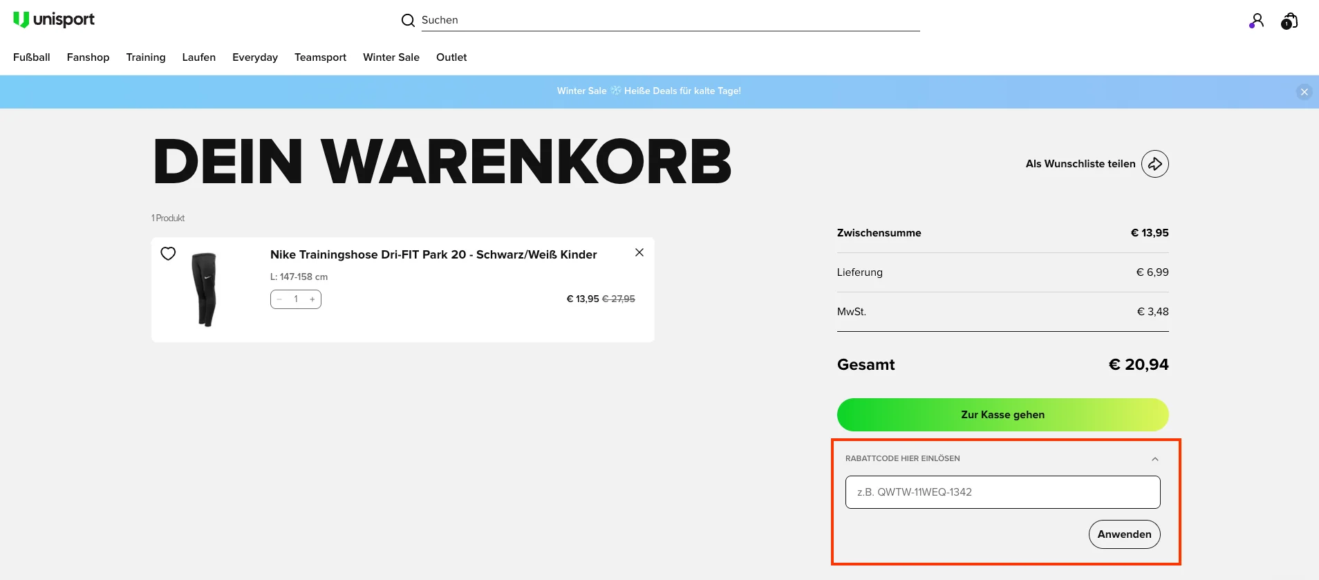 So verwendest du die Gutscheincodes - Unisport