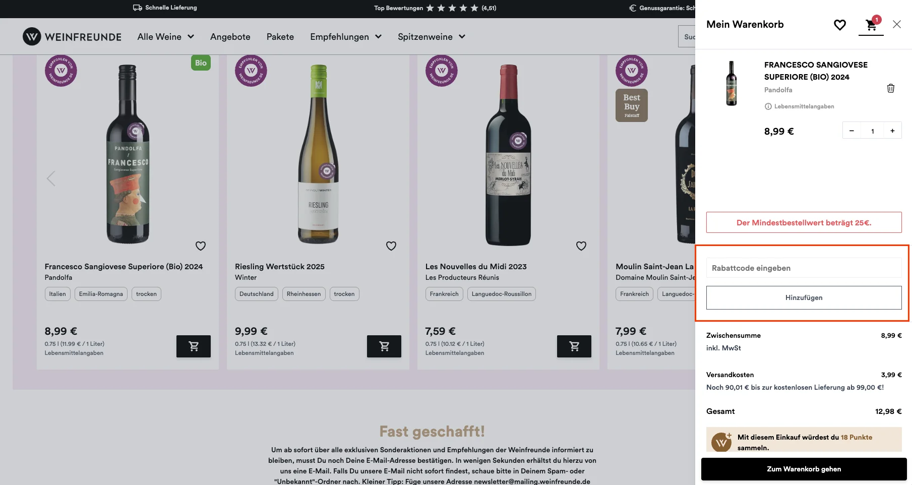 So verwendest du die Gutscheincodes - Weinfreunde